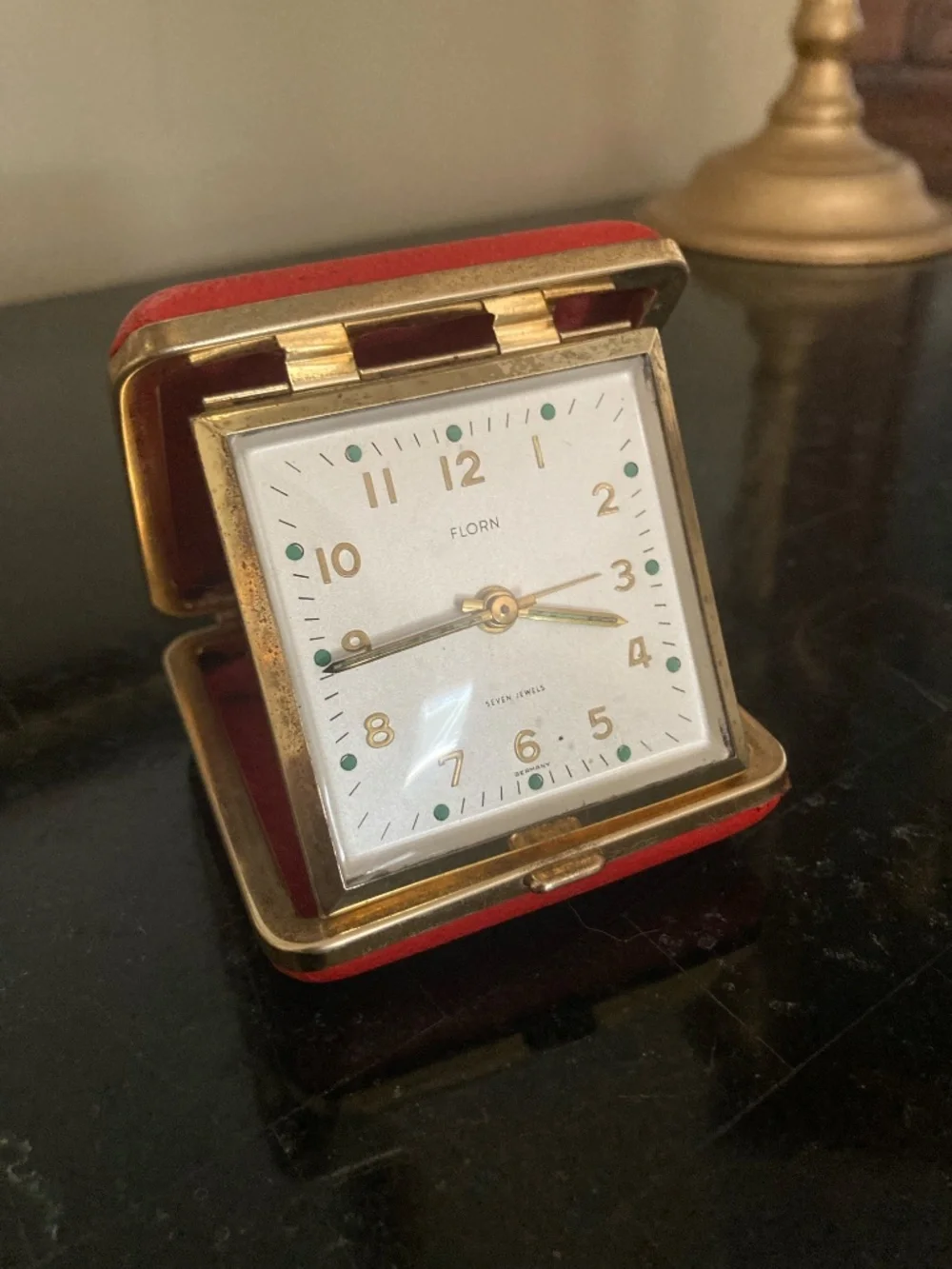 Vintage FLORN No. 71B Seven Jewel German Travel Alarm Clock